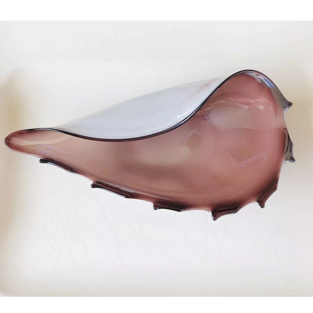 VINTAGE Art Glass Mid Century Hand Blown Sea Shell